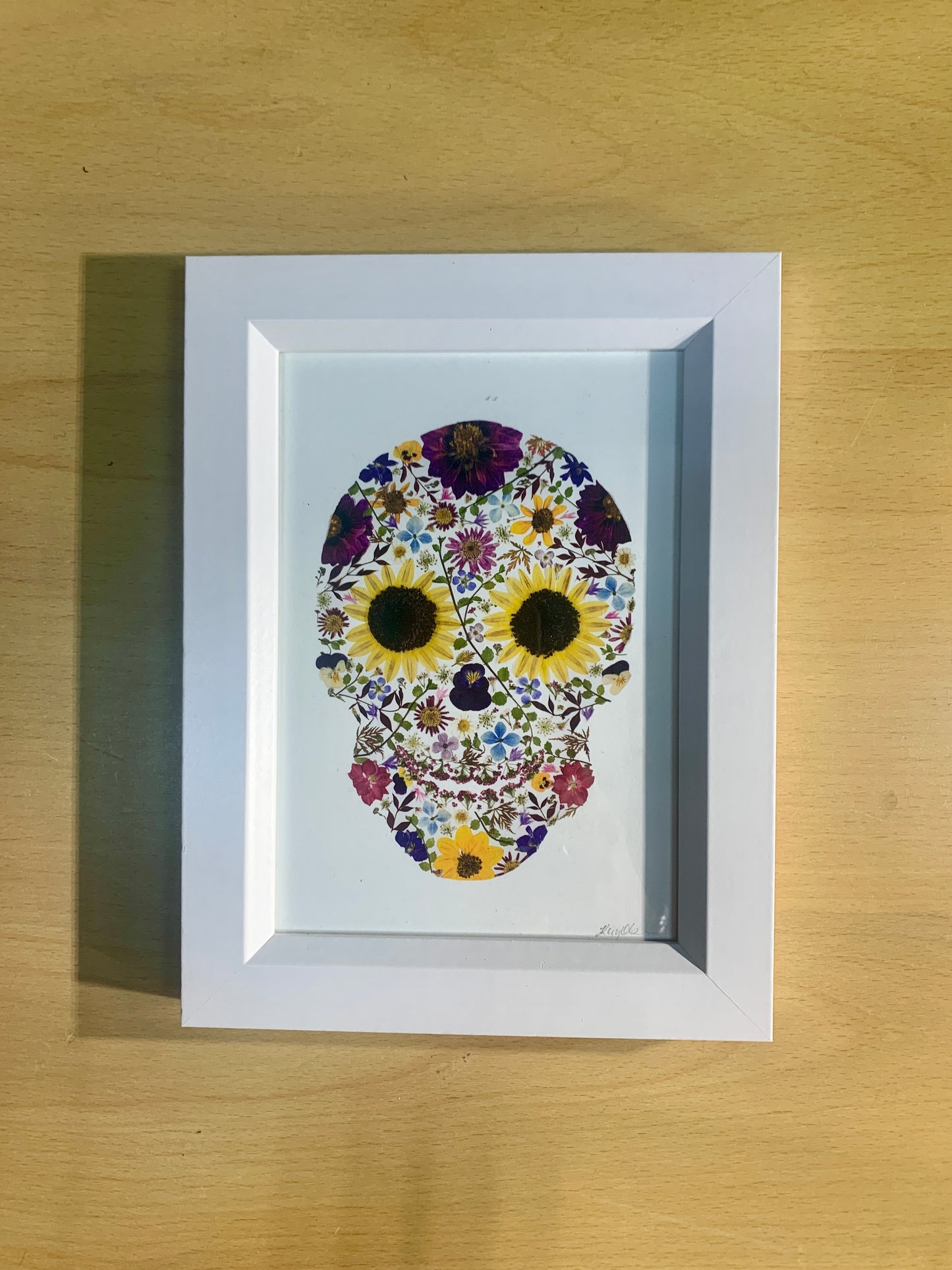 13cmx18cm framed print  - Skull in Bloom